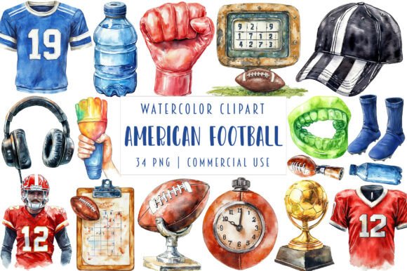 Download Watercolor American Football Clipart - America Collection