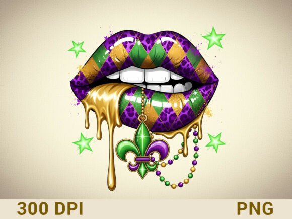 Download Mardi Gras Dripping Lips Sublimation - Dripping lips sublimation Collection