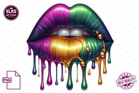 Download Mardi Gras Dripping Lips PNG Sublimation - Dripping lips png Collection