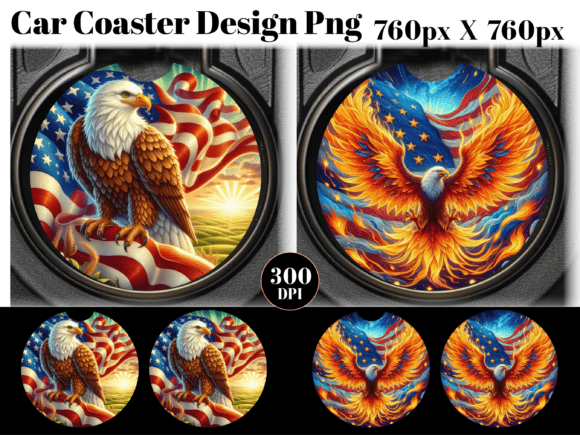 Download American Flag Eagle Car Coaster PNG - America Collection