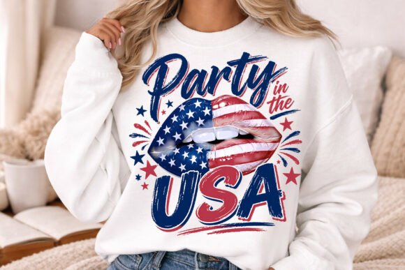 Download Party in the USA American Flag Lips PNG - America Collection