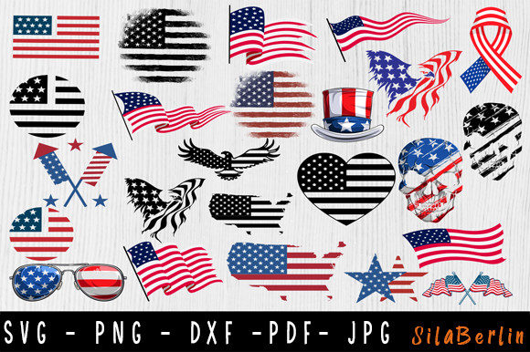 Download USA Flag SVG Bundle, American Flag SVG - America Collection