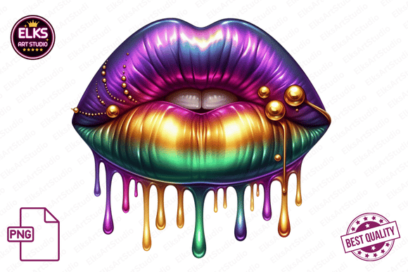 Download Mardi Gras Dripping Lips PNG Sublimation - Dripping lips png Collection
