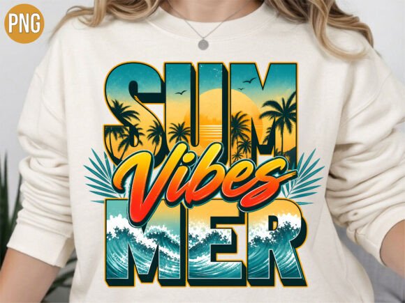 Download Retro Beach Summer Vibes PNG T-Shirt - Premium Resources