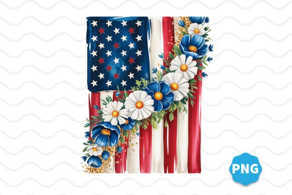 Download Floral American Flag Sublimation Png - America Collection