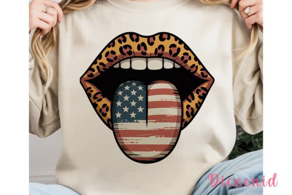 Download Leopard Lips American Flag Tongue PNG - America Collection